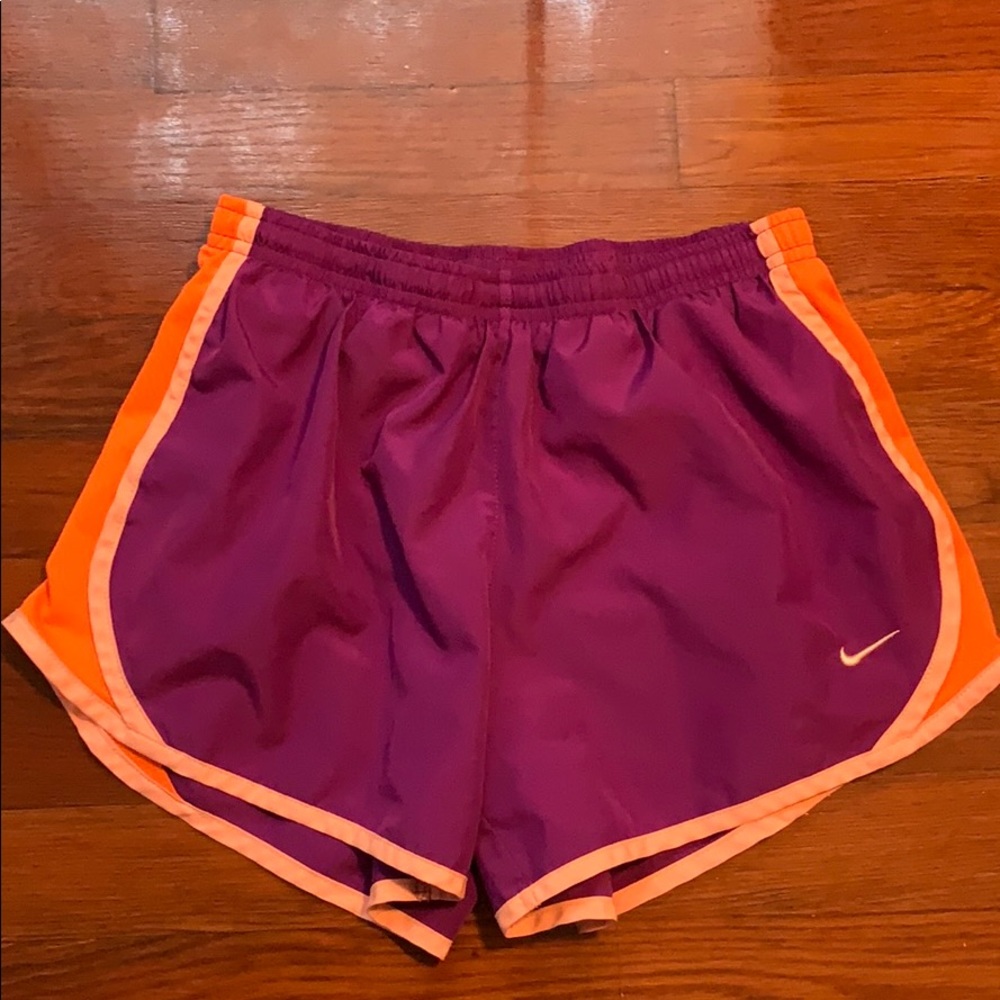 Purple and orange nike shorts
